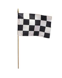 Flag: Checkered Racing Flag with Wooden Pole