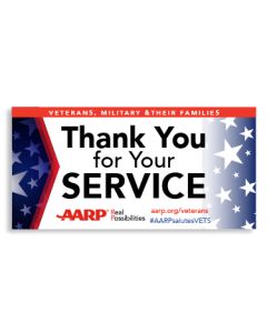 Banner: AARP Vinyl 4 x 2 Banner - Thank You for Your Service Red