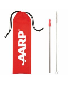 AARP Stainless Steel Straw Kit Red